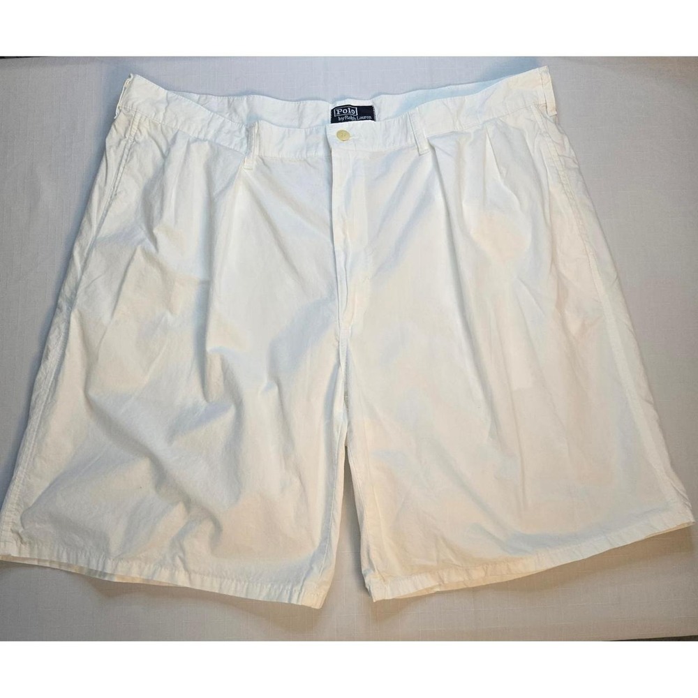 Polo Ralph Lauren Mens White Pleated Shorts Old Money Coastal Size 40 USA Made - Picture 1 of 8